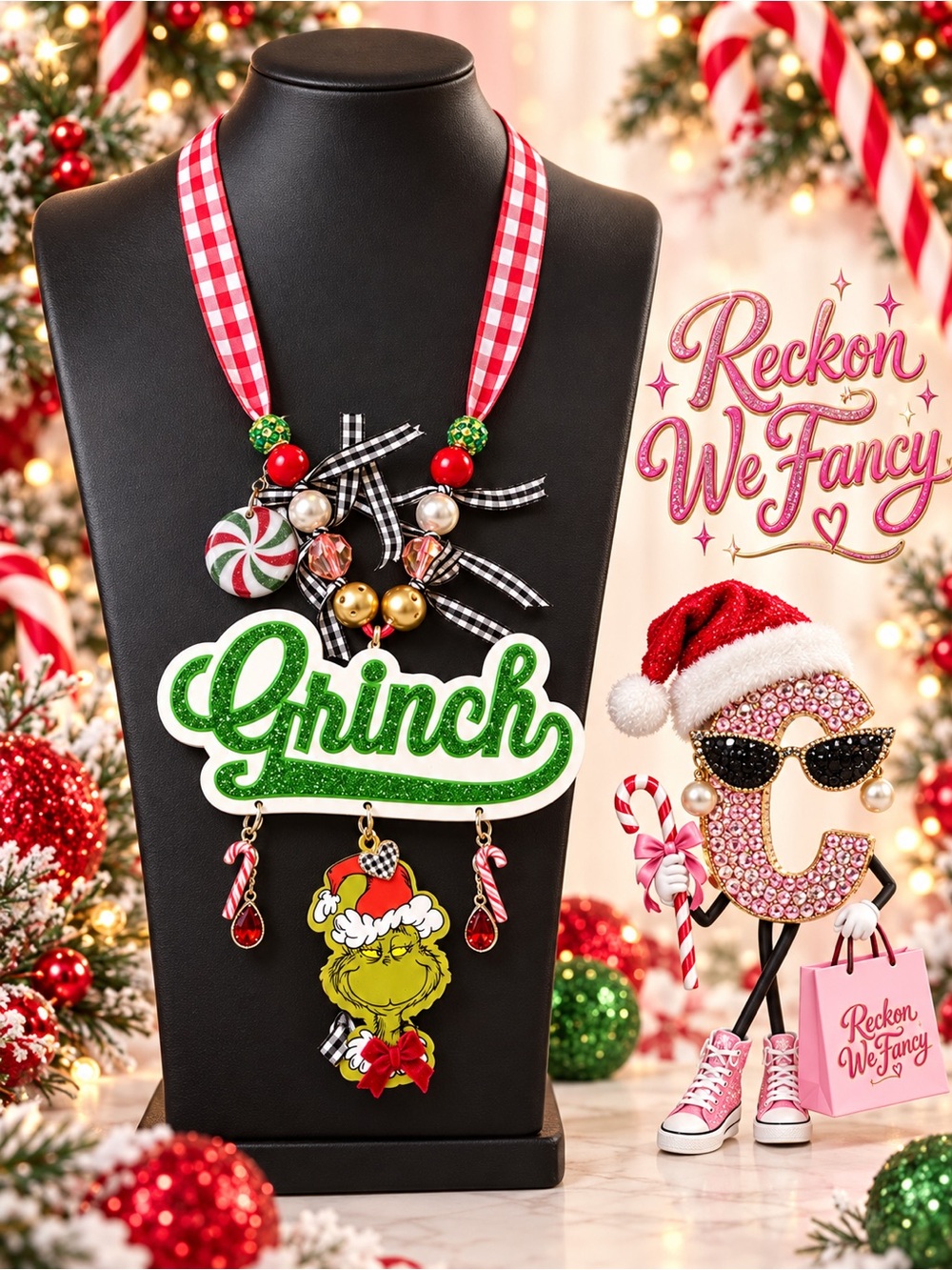 Green 'Grinch' Statement Necklace